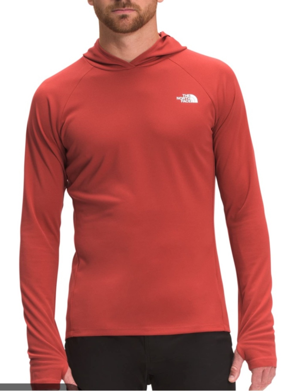The North Face Wander Coral-Red Hooded Long Sleeve shirt Size L NEW